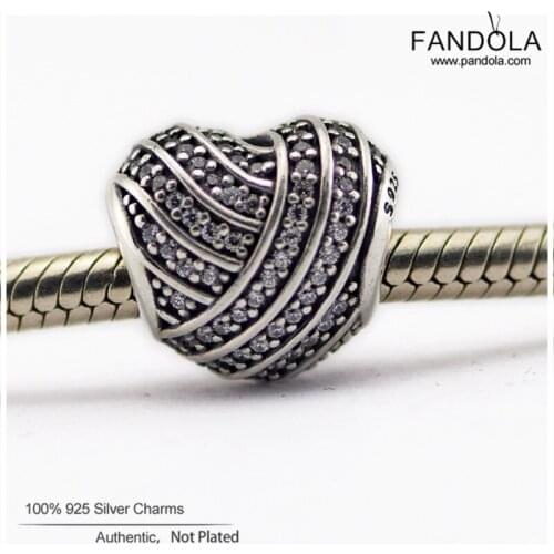 Wholesale 925 Sterling Silver Clear CZ Love Lines Heart Charms Beads for Jewelry Making Fit Original Bracelets Kralen Wholesale