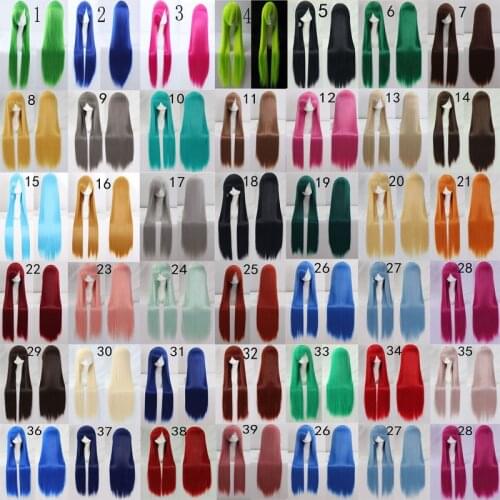 28 Styles Colorful Long Straight Wig 100cm Long Wigs High Temperature Fiber Synthetic Anime Cosplay Blonde Green Blue Red Wigs