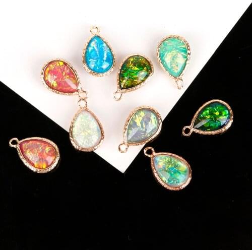 Lovely 2pcs/lot Water Drop Copper Bound Double Bright Resin Charm Pendant For Earring Necklace DIY For Girls Jewelry Findings