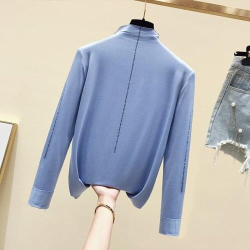 Semi-high-collar Modal Fit Autumn Casual Basis Long Sleeve Shirt Women Turtleneck T Shirt Elegant Solid Color Tops for Women