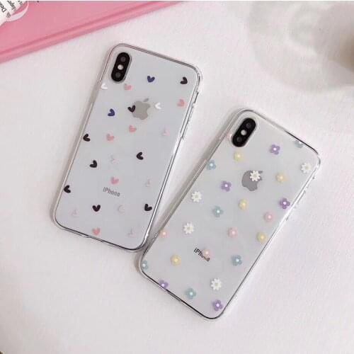 Daisy Flower Clear Phone Cases For iphone X XS Max XR 6 6S 7 8 Plus Case Cover Floral Love Heart Transparent Soft TPU Back Cases