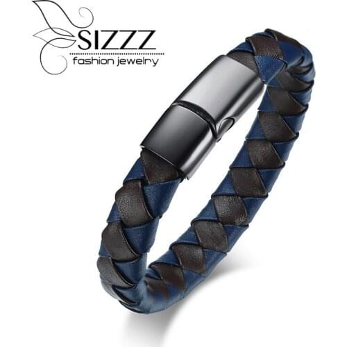 SIZZZ Original features jewelry European and American fashion titanium steel leather bracelet&bangles for men