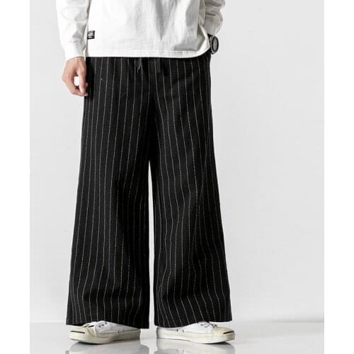 Striped Men Harem Pants 2020 New Fashion High quality Man Casual Loose Pants Cotton Linen Male Trousers 5XL Dropshipping