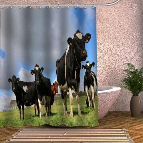 Cattle Shower Curtain Eco-friendly Modern Fabric polyester Custom Bath Curtains Home Decor Curtains