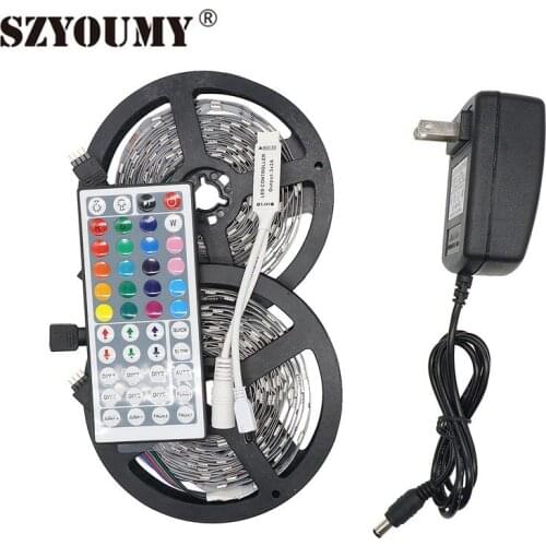 SZYOUMY RGB Led strip 10M smd 5050 Non-waterproof led light Tape flexible Ribbon strip IR remote DC12V Power Supply set