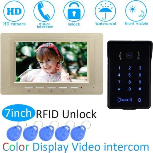 TFT LCD Colorful Monitor Door Access Intercom System HD Camera 7 inch Video Door Phone Waterproof Doorbell Calling System