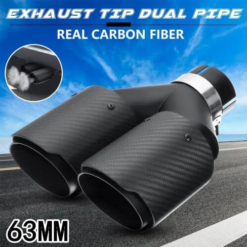63MM Universal Real Carbon Fiber Matte Black Exhaust Muffler Tip End Tail Pipe