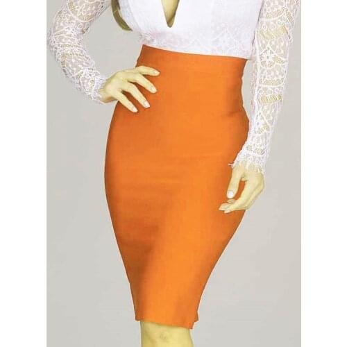 16 Colors High Quality Tight Pink Green Black Rayon Knee Length Bandage Skirt Night Club Party Skirt