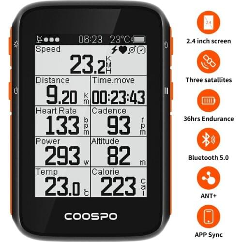 GPS Bike Computer Coospo BC200 2.4inch ANT+Bluetooth5.0 Bicycle Speedometer Odometer Multi-Language Cycling Accessories