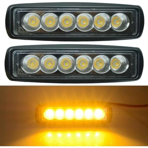 Amber Led Lights Bar 18W Waterproof Led Yellow Fog Spot Flood Driving Work Lights For Trucks Jeep Offroad SUV UTV ATV 4WD 4X4