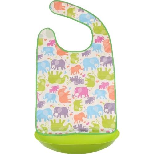 Green Detachable Food Catcher Extra Large Adults Bib Reusable Washable Waterproof