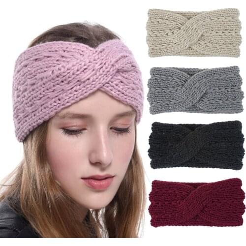 Winter Women Hair Band Turban Headband Bow Knot Knitted Earmuffs Womens Fashion Headband Accessories