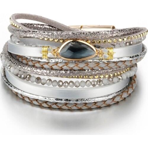 New fashion multi-layer leather bracelet ladies pearl retro feminine charm bracelet 2020 new jewelry wholesale