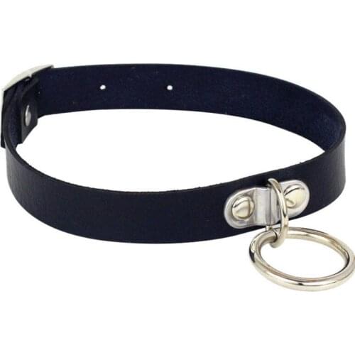 Punk Round Circle Choker Belt Collar Pu Leather Goth Necklace for Women Party Club Chocker Sexy Gothic Jewelry Girls Gift