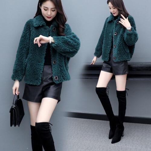 Women 2021 Autumn Winter Genuine Wool Fur Coat Real Fur Jacket Female Sheep Shearing Overcoat Elegant Natural Wool Outwear B617