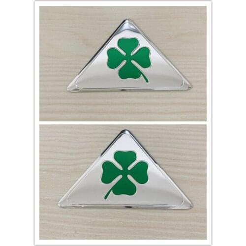 100Pcs For Alfa Romeo Quatrefoil Green Delta GT Car Side Splash Guard Emblem Badge Sticker Aluminum For Alfa 147 156 166 159