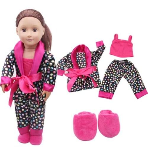 4pieces a set 18 inch girl Doll Sleep pajama sets flip 43cm baby clothes set toys gift for girl