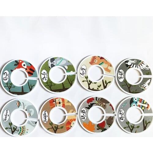6/8/12PCS Animal Cartoon Plastic Dividers Clothing Round Rack Ring Fits Garment Tags Size Marking Ring