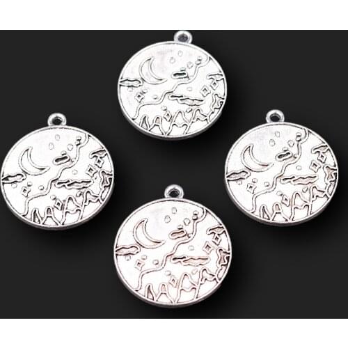 12pcs Silver Plated Moonlight & Mountain Metal Tag Pendant DIY Charm Bracelet Necklace Jewelry Crafts Findings 27*25mm P783