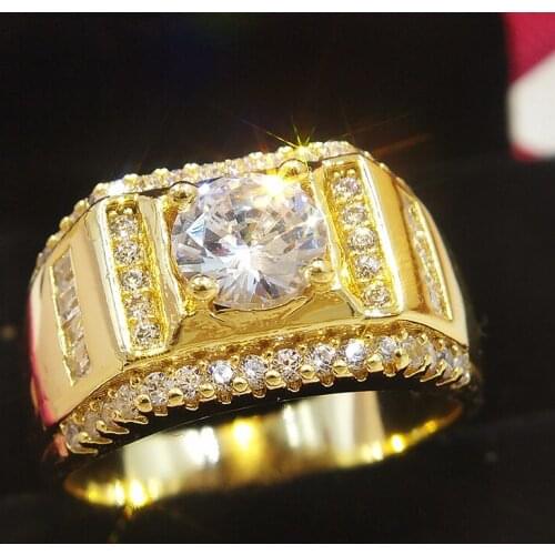 Big 925 Sterling Silver Ring Engagement Rings for Men boy Gift Luxury 18K Gold 2CT Diamond Fine Jewelry Size 8 9 10 11 12