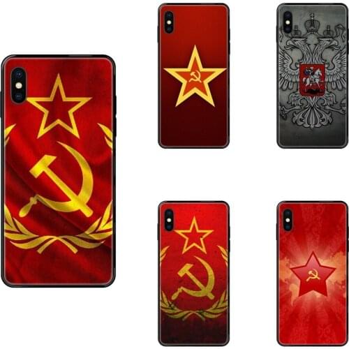 Nouvelles For Xiaomi Redmi Note 4 5 5A 6 7 8 8T 9 9S Pro Max Ussr Soviet Emblem Flag Black Soft TPU Cell Cover Case