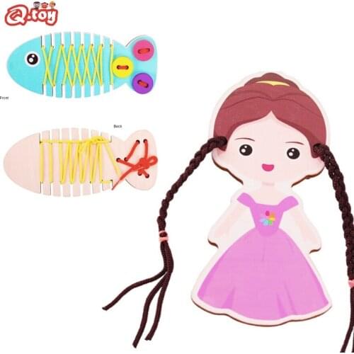 Childrens Busyboard DIY part busy board lacing toys Montessori early educational material hair combing toy girls gift present