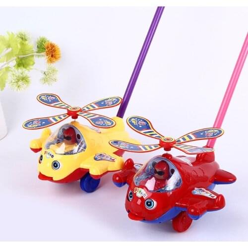 Baby Walker Toy Hand Push Pull Walks Plane Rod Push Cart Single Rod Blink Eyes Drag Tongue Toddler Walking Toys Gifts BM