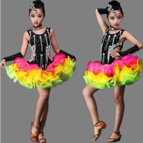 Child kid skirt Children Professional Latin Dance Dress Girls Ballroom Competition Dresses Modern Waltz tango Cha Cha Costumes