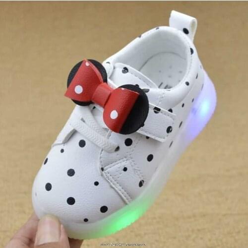 Disney Children Glowing Sneakers Fashion Girls shoes With Light Led Sport Kids Casual Shoes Light Up Shoes Size 21-30