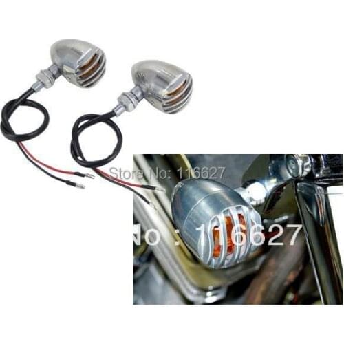 For Harley Dyna Sportster Bobber Electra Glide Road King Softail Street Robber Chrome Finned Grill Amber Turn Signal