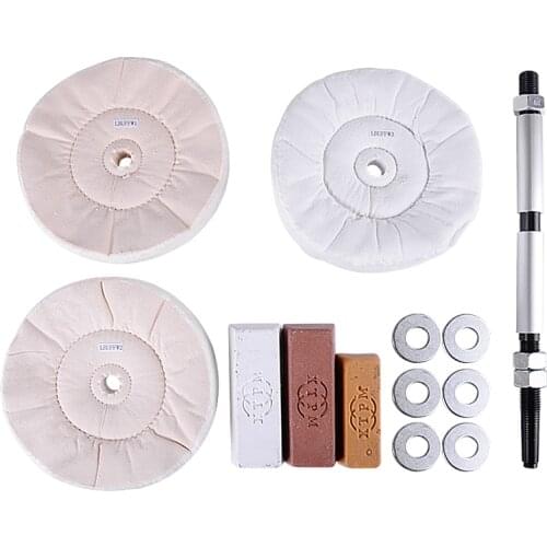 8-Inch 3-Wheel Polisher Woodworking Lathe Wool Cloth Wheel Polishing Wax Pipe Special-Shaped Polishing