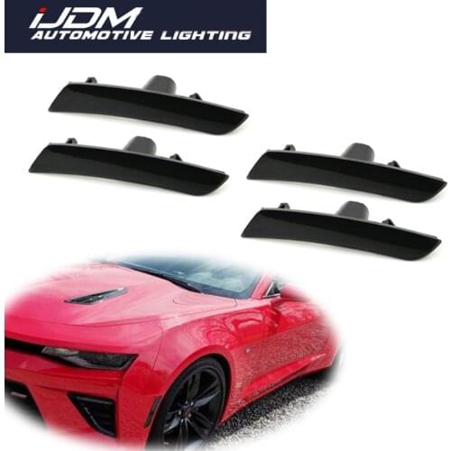 IJDM For Chevrolet Camaro Cadillac CTS ATS Smoked Lens Front / Rear Bumper Side Marker Light Housing Shells, No Bulb No Socket