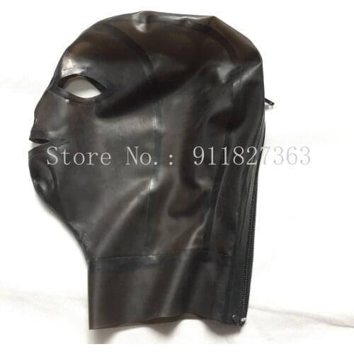 Transparent Black Nature Latex Fetish Hood Bondage Hoods Adults Hoods with Black Trim
