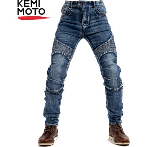 KEMIMOTO Motorcycle Jeans Biker Reinforced Protection Lining Pants Include Armor Denim Motorcycle Pants Men Black Blue