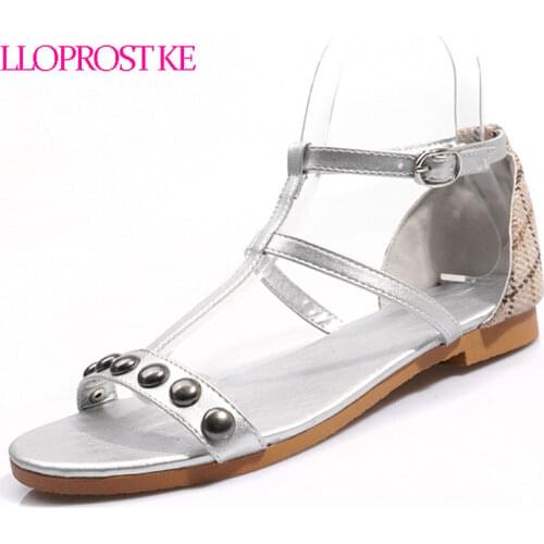Lloprost ke New 2019 Women sandals sexy thin belt flat sandals for women summer silver sandals with T-Strap sandalias mujer H260