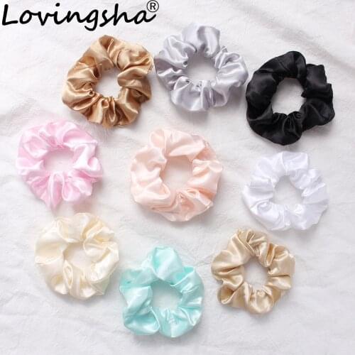 LOVINGSHA Solid Hair Accessories For Girl Brand Female Hair Tie Lady Scrunchies Women Ponytail Hair Holder Rope FC125