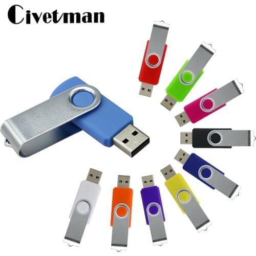 Metal Rotating 256GB USB Flash Drive 4GB 8GB 16GB 32GB 64GB High Speed USB 2.0 Memory Stick Disk External Storage 128GB Pendrive