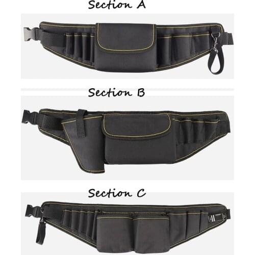 Multifunctional Tool Bag Waterproof Canvas Electrician Tool Bag Belt Bag Electrician Maintenance Storage Bag 7 Holes 1 Bag