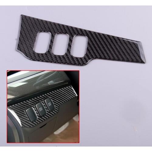 Black Carbon Fiber Headlight Switch Button Cover Trim Car Fit For Mitsubishi Lancer Evo 2008 2009 2010 2011 2012 2013 2014