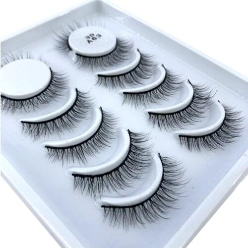 New Short Cross 3D False Eyelashes Natural Soft Black Mink Hair Eye Lashes Makeup Tools Women Fake Eyelashes 6 Pair