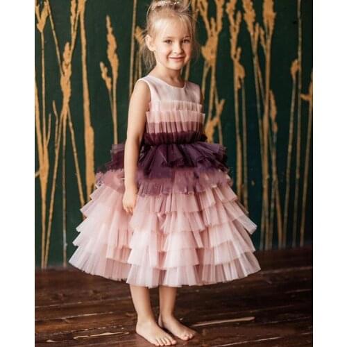 Fluffy New Girls Princess Ball Gowns Big Bottom Ball Gown Tiered Toddler Dresses Bottom Girls Birthday Dress