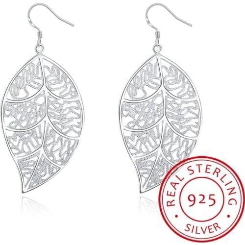 2019 New Arrival Fashion 925 Jewelry Silver Fashion Leaf Earrings For Women Best Gift Free Shipping Hot Sale Christmas Gift