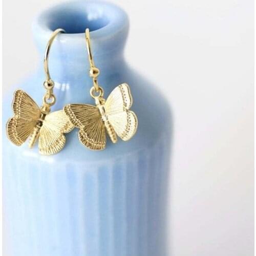 New European and American Cross-border Hot Sale Earrings Alloy Retro Simple Insect Earrings Temperament Butterfly Earrings