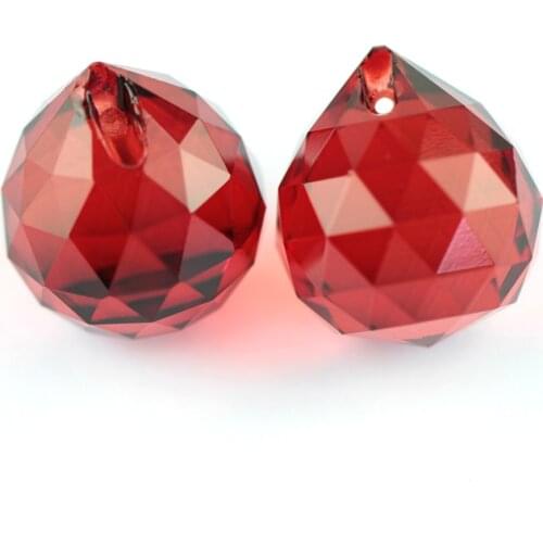 15mm-40mm Red New Style Faceted Glass Crystal Ball Prism Chandelier Crystal Parts Hanging Pendant Lighting Ball Suncatcher