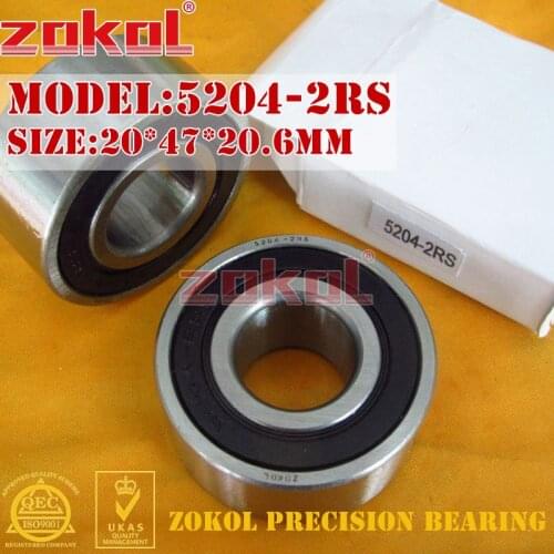 ZOKOL bearing 5204 2RS 3204 2RZ (3056204) Axial Angular Contact Ball Bearing 20*47*20.6mm