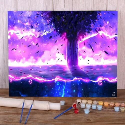 Scenery Violet Light DIY Paint By Numbers Package Oil Paints 40*50 Canvas Painting Paintings For Children Handicraft Art