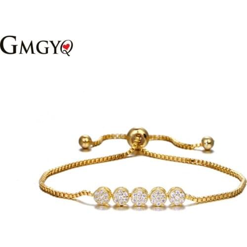 GMGYQ Zircons Brilliant Ronde Zirconia Verstelbare Ketting Armband Met Rose Goud Kleur CZ Sieraden Voor Meisjes