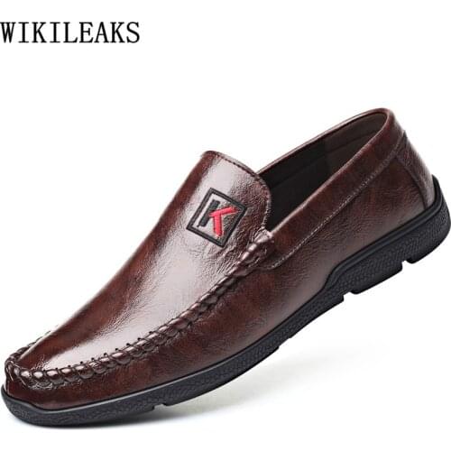 Luxury Designer Slip on Shoes for Men 2021 Brown Mens Loafers Shoes Fashion Black Leather Casual Shoes Man Zapatillas De Hombre