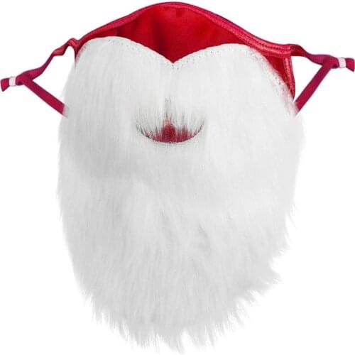 Christmas Face Mask White Beard Santa Claus Holiday Party Funny Warm Breathable Adult Cosplay Xmas Masks