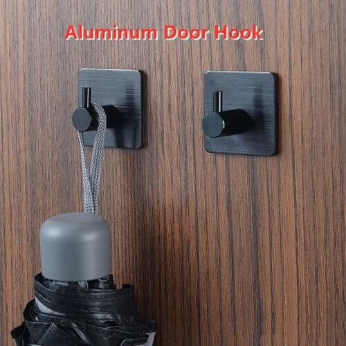 Self Adhesive Home Aluminum Door Hook Kitchen Wall Key Holder Towel Hanger Bathroom Rack Hooks Multi-Purpose Storage Accessories
